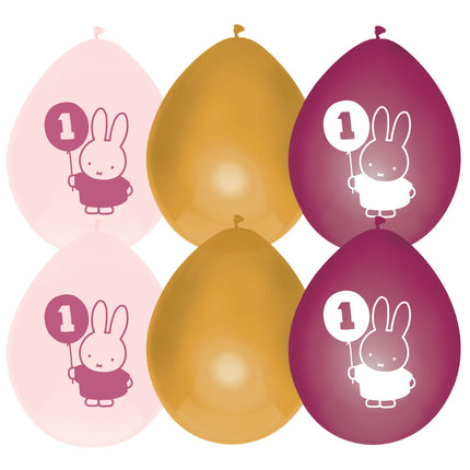 Miffy Ballons 1 Jahr Rosa 30cm 6Stk.