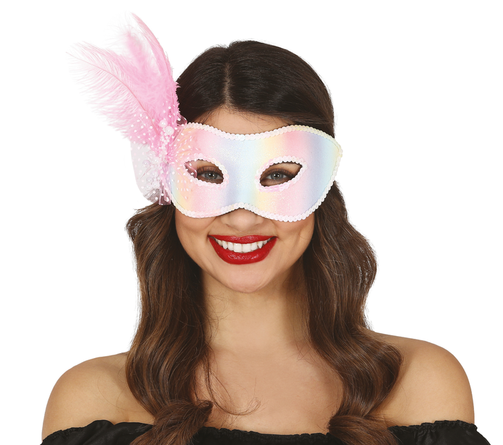 Maske Federn Pastell