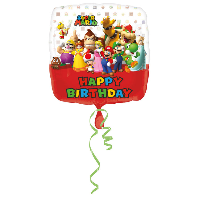 Super Mario Helium Ballon Happy Birthday 43cm leer