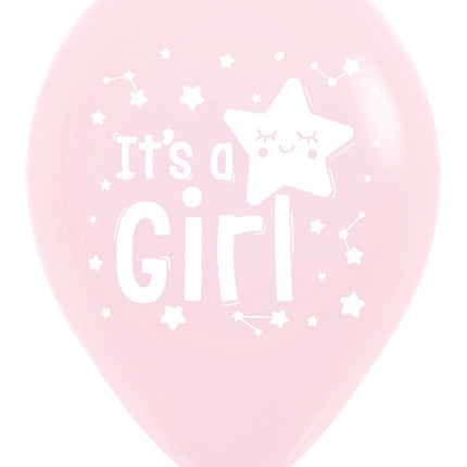 Ballons It's a Girl Star Pastell Matte Pink 30cm 25Stk.