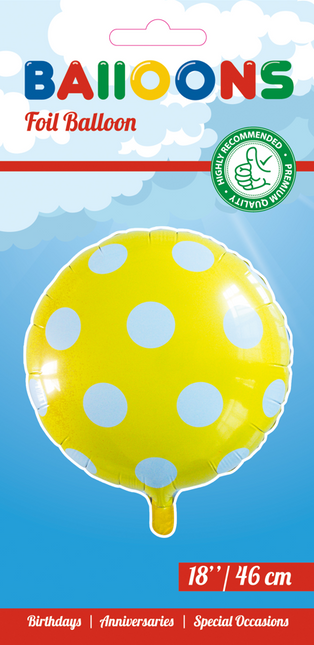 Helium Ballon Dots Gelb 45cm leer