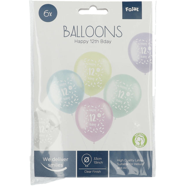 Ballons Happy 12Th Bday 33cm 6pcs