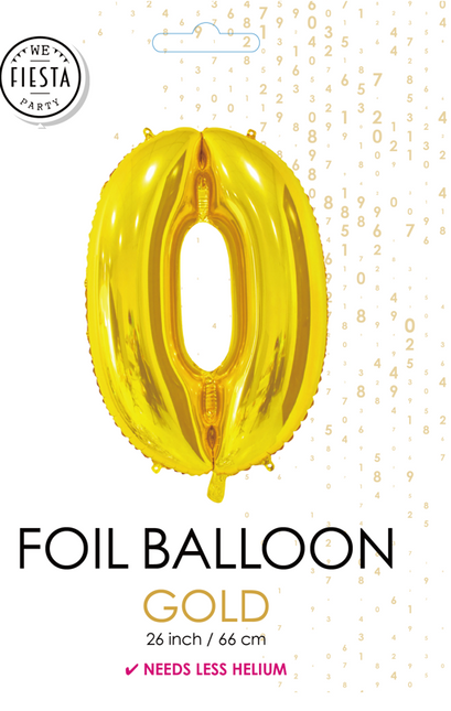 Folienballon Figur 0 Gold 66cm