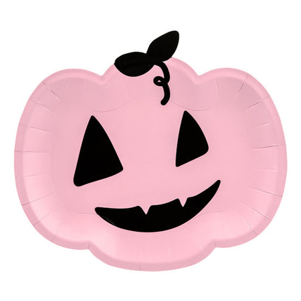 Halloween Teller Kürbis Rosa 25cm 6Stk