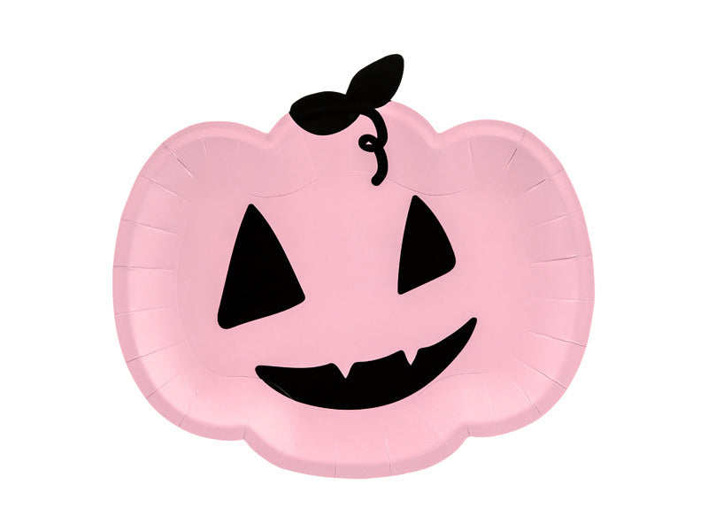 Halloween Teller Kürbis Rosa 25cm 6Stk