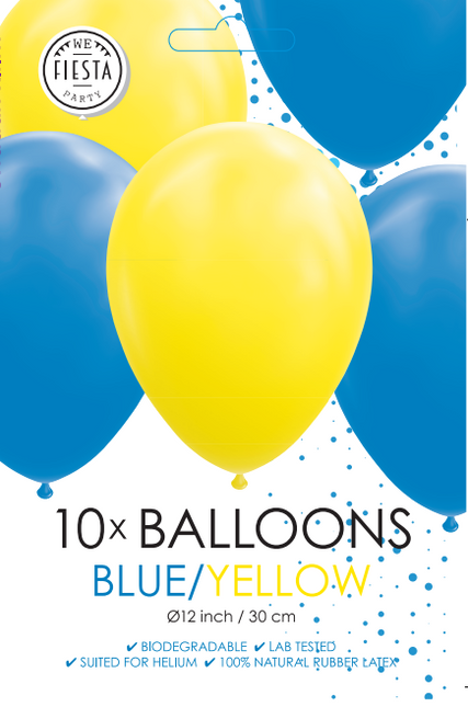 Blau Gelbe Ballons 30cm 10Stück