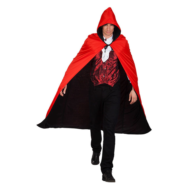 Halloween Cape Reversible Schwarz Rot 1.7m