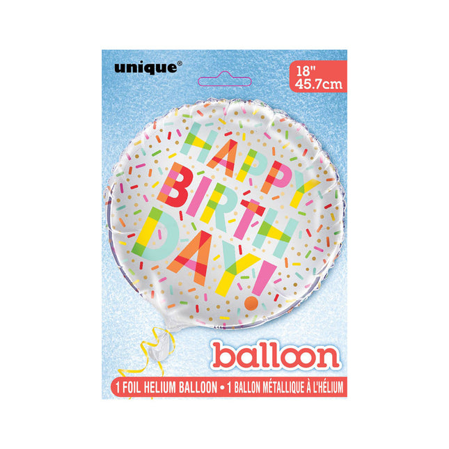 Helium Ballon Happy Birthday Donut 45cm leer