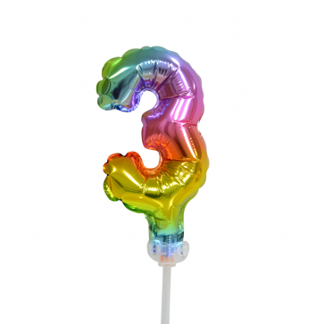 Folienballon Figur 3 Regenbogen 13cm leer