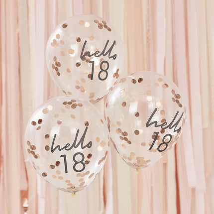 Rose Gold Konfetti Ballons 18 Jahre 30cm 5Stk