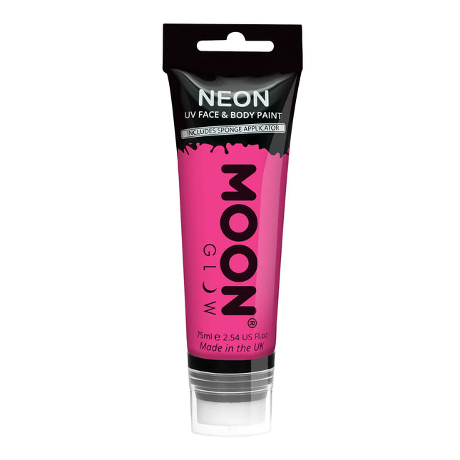 Moon Glow Neon UV Face Paint mit Farbapplikator Intensives Pink 75ml