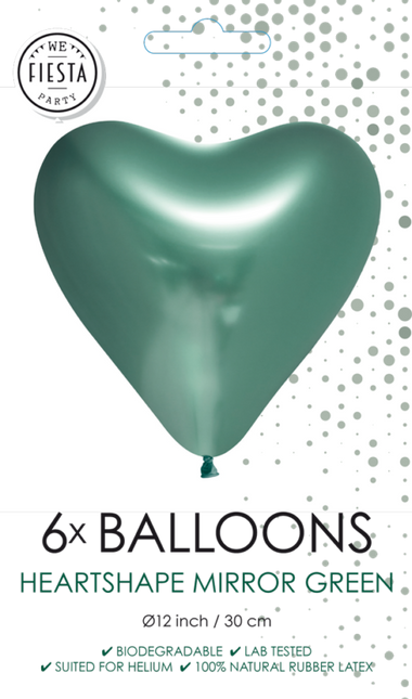 Herz Ballons Grün 30cm 6Stk