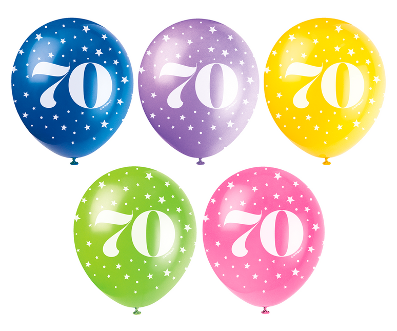 Ballons 70 Jahre Konfetti 30cm 5Stück