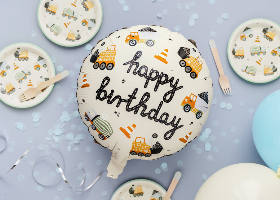 Alles Gute zum Geburtstag Heliumballon Baufahrzeuge Leer 45cm