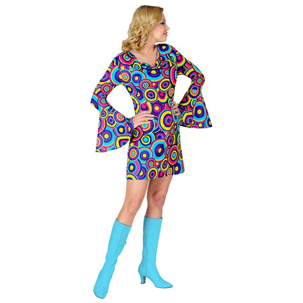 Disco 70S Kleid Blau Lila Damen