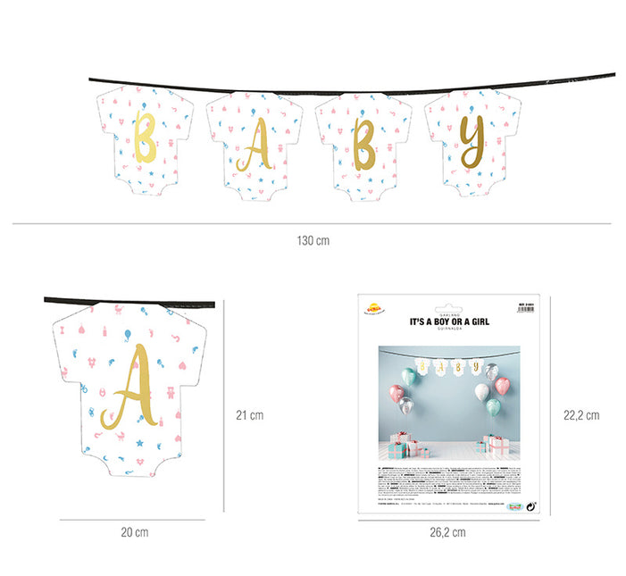 Gender Reveal Girlande Baby 1,3m