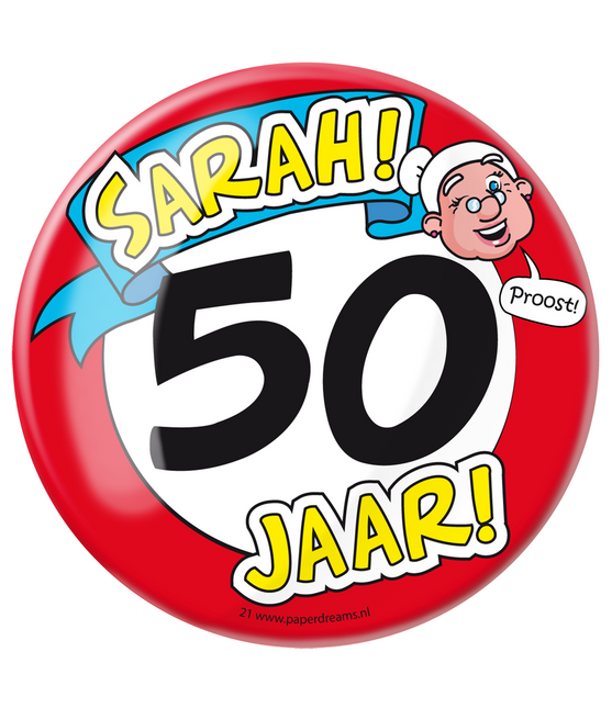 Sarah Button 50 Jahre Verkehrsschild 10,2cm