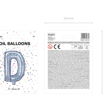 Folienballon Buchstabe D Holographisch Leer 35cm