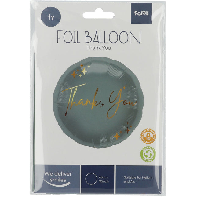 Heliumballon Thankyou Gold Blau Leer 45cm