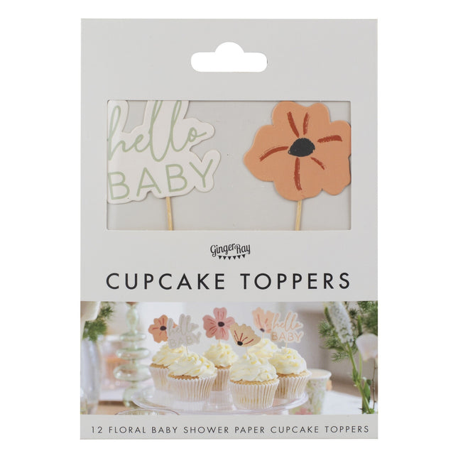 Baby Shower Cupcake Toppers Hallo Baby 12 Stk.