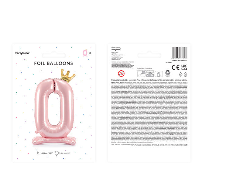 Folienballon Figur 0 Hellrosa Standard Leer 84cm