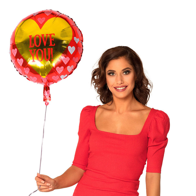 Helium Ballon Herz Love You Gold 45cm leer