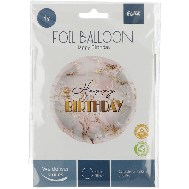 Heliumballon Geburtstag Marmor Rosa Gold Leer 45cm