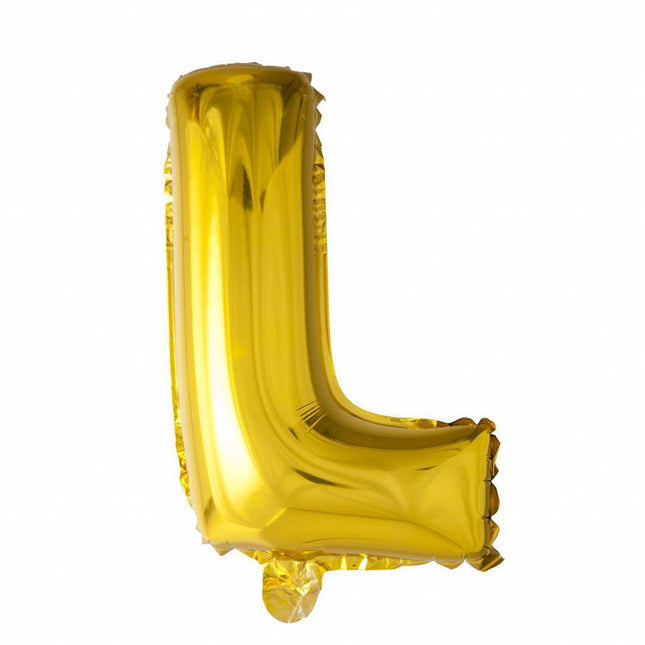 Folienballon Buchstabe L Gold 41cm mit Strohhalm