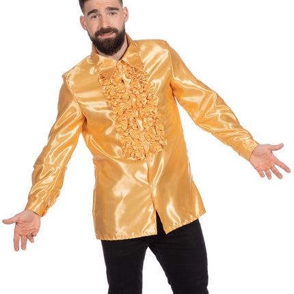 Disco Bluse Rüschen Gold