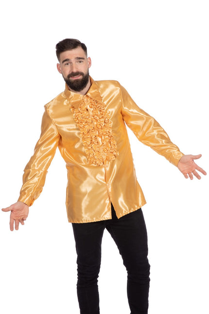 Disco Bluse Rüschen Gold