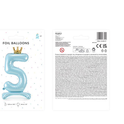 Folienballon Figur 5 Hellblau Standard Leer 84cm