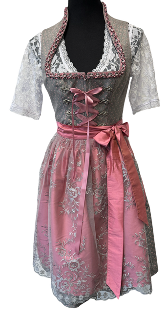 Graues Dirndlkleid Oktoberfest Rosa Damen