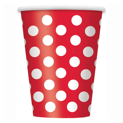 Rote Becher Dots 355ml 6Stück