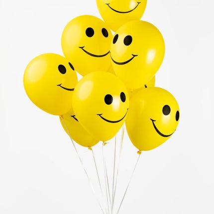 Gelbe Luftballons Smiley 30,5cm 8Stück