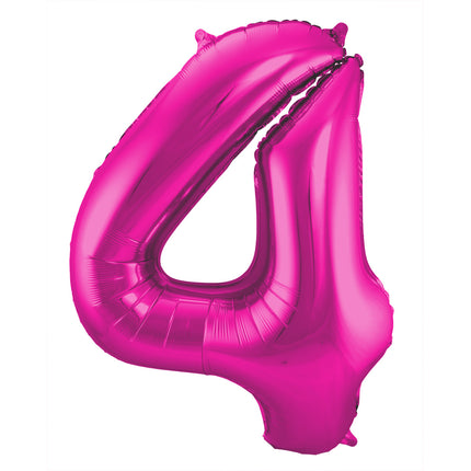 Folienballon Figur 4 Fuchsia Metallic XL 86cm leer