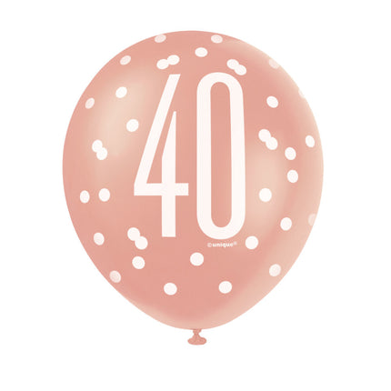 Ballons 40 Jahre Rose Gold 30cm 6Stk