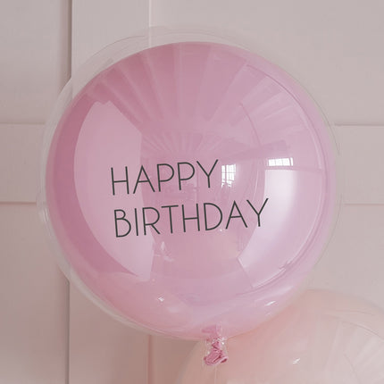 Rosa Happy Birthday Ballons Double Layer 45cm 3Stück