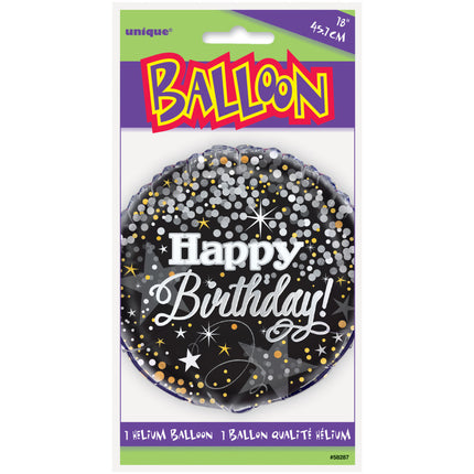 Heliumballon Happy Birthday Glitter Konfetti 45cm leer