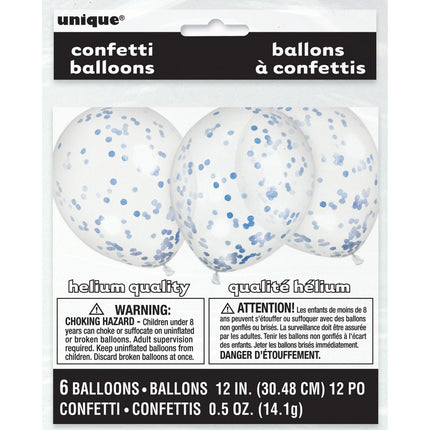 Konfetti Ballons Blau 30cm 6Stk