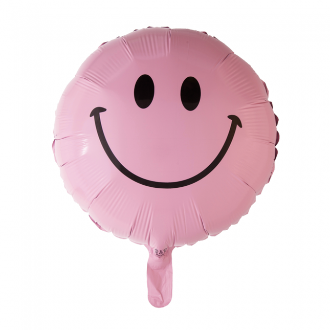 Heliumballon Emoji Lächeln Hellrosa 45cm leer