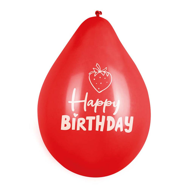 Happy Birthday Ballons Obst Doppelseitig 25cm 6Stk.