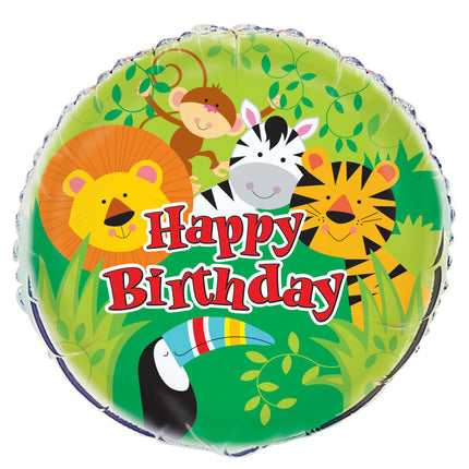 Helium Ballon Happy Birthday Dschungel 45cm leer