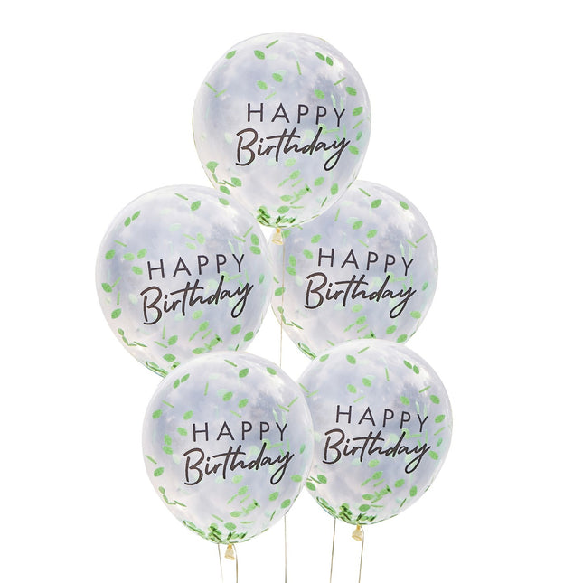 Alles Gute zum Geburtstag Konfetti Luftballons Blätter 30cm 5Stück