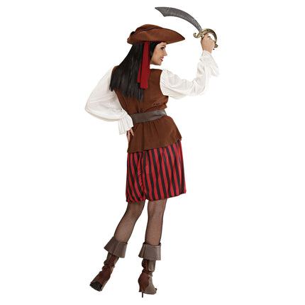 Piratenkleid Braun Rot Damen