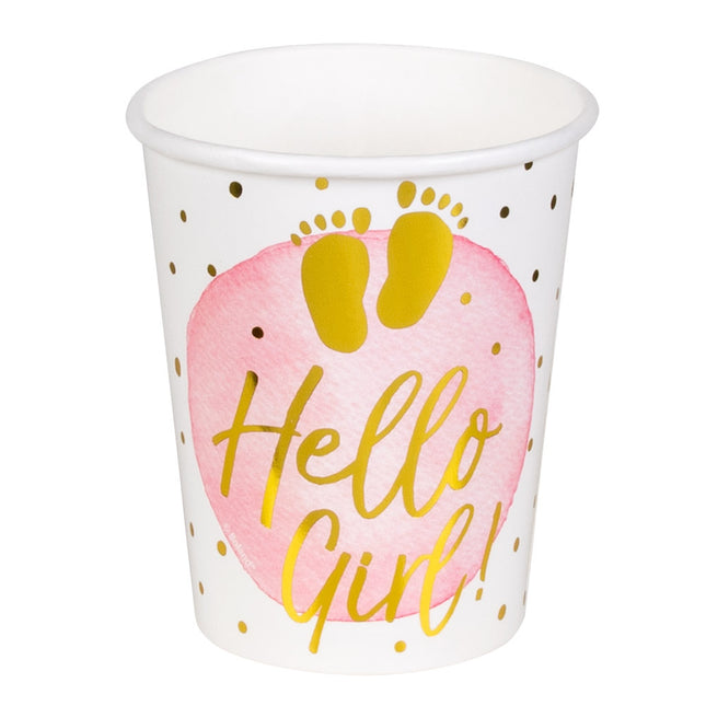 Geburtsbecher Hello Girl Papier 210ml 10 Stk.