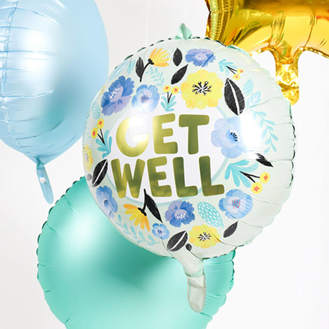 Helium Ballon Get Well Blumen Leer 45cm