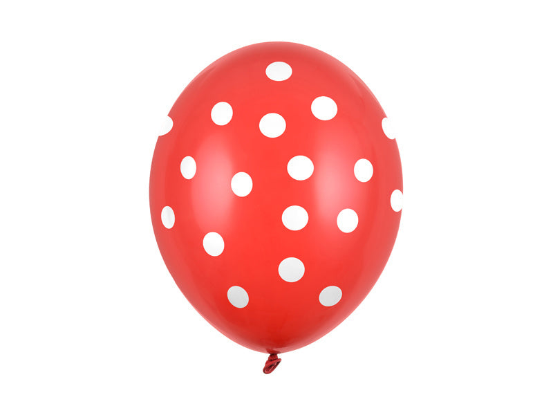 Rote Ballons Weiße Punkte 30cm 6Stk