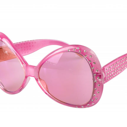 Rosa Brille mit Glitzersteinen