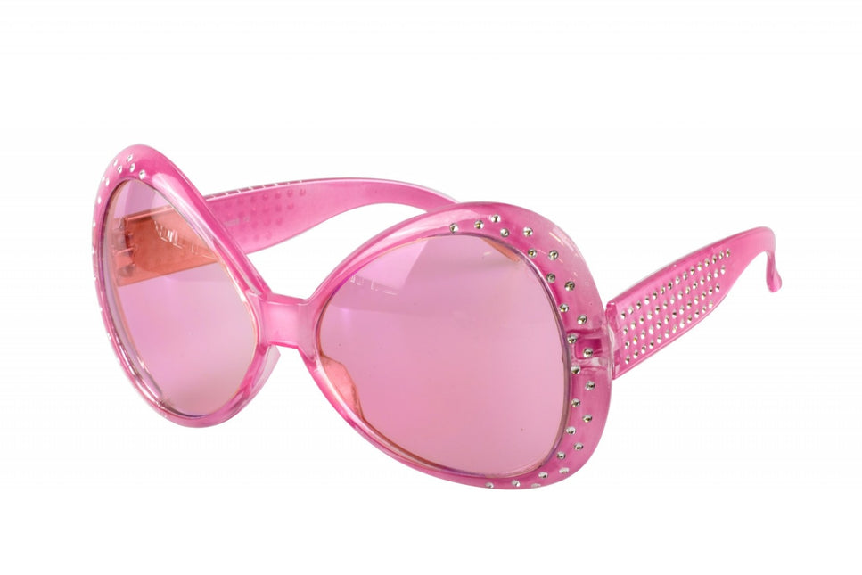 Rosa Brille mit Glitzersteinen