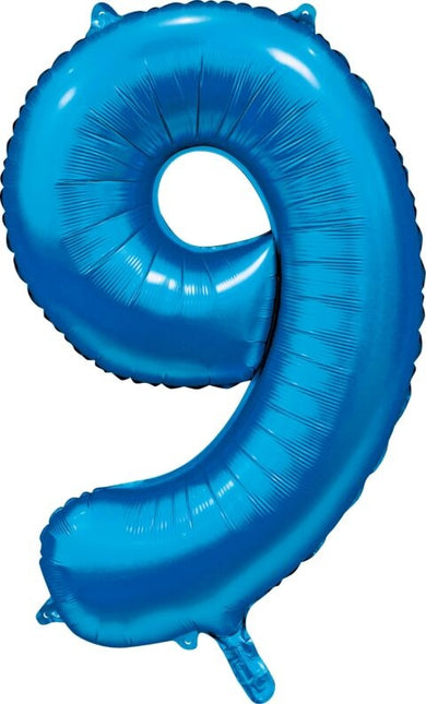 Blauer Figurenballon 9 Jahre Glanz 86cm